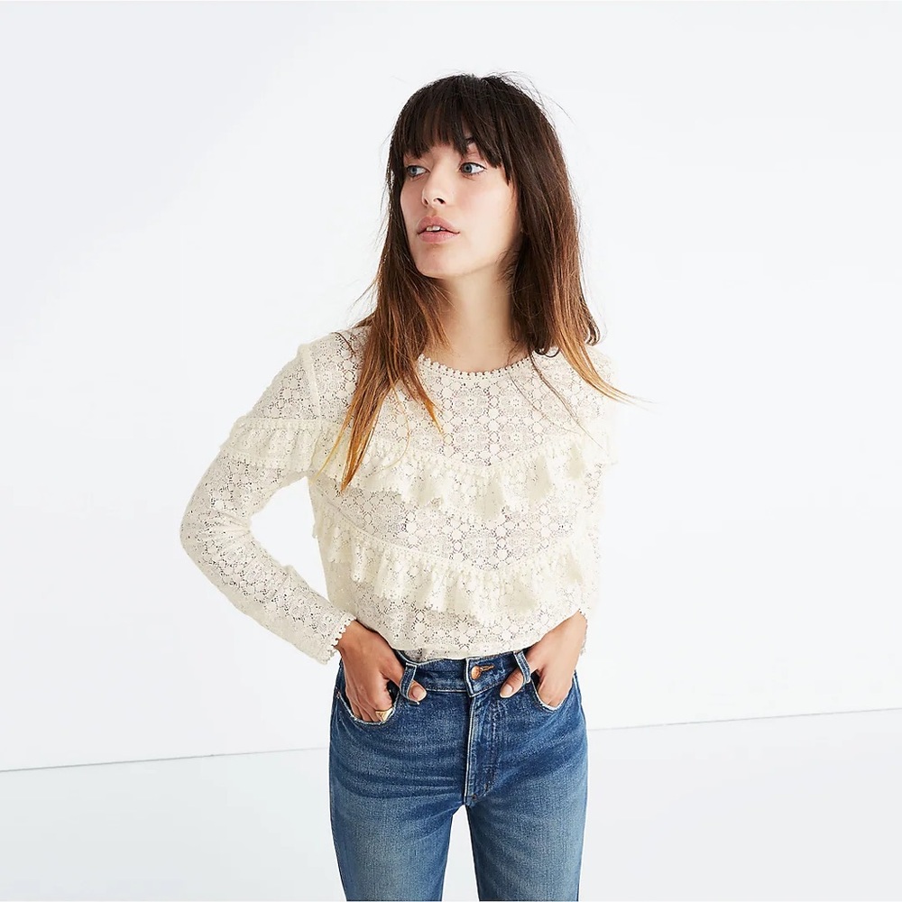 Sezane Ninon Lace Embroidered Top